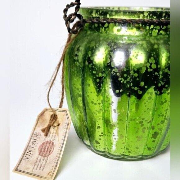 Vintage Collection Mercury Glass Lantern Hanging Tea Light Holder Green & Silver - Picture 4 of 11
